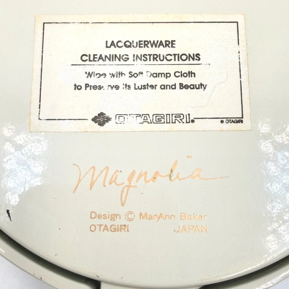 Vintage Otagiri Magnolia Double Hand Mirror MaryAnn Baker Japanese Lacquerware l
